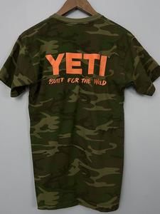 YETI Built For The Wild Camouflage Green Military Camo T Shirt Hunting Sz Small